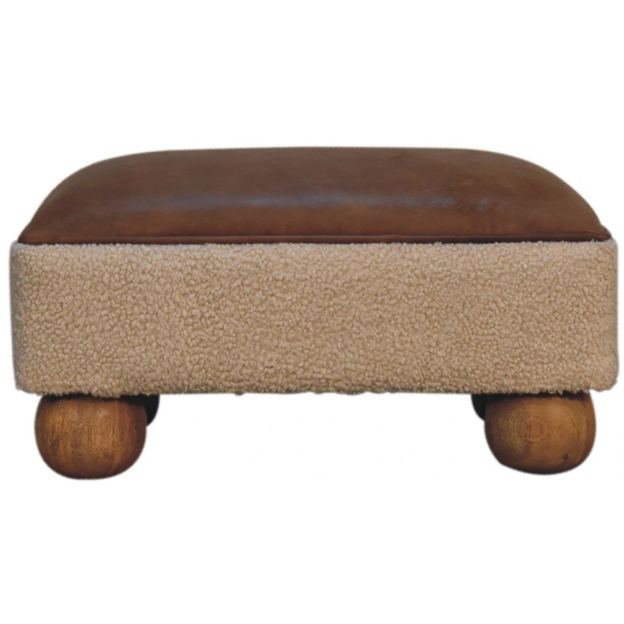 Artisan - Vintage Leather Boucle Ball Footstool