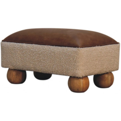Artisan - Vintage Leather Boucle Ball Footstool
