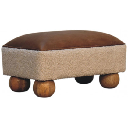 Artisan - Vintage Leather Boucle Ball Footstool