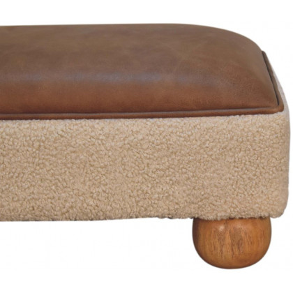 Artisan - Vintage Leather Boucle Ball Footstool