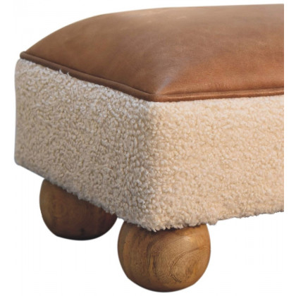 Artisan - Vintage Leather Boucle Ball Footstool
