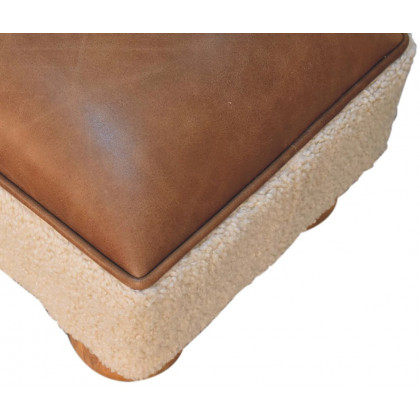 Artisan - Vintage Leather Boucle Ball Footstool