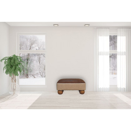Artisan - Vintage Leather Boucle Ball Footstool