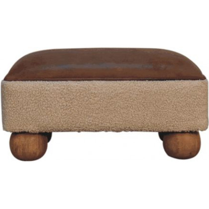 Artisan - Vintage Leather Boucle Ball Footstool
