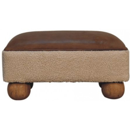 Artisan - Vintage Leather Boucle Ball Footstool