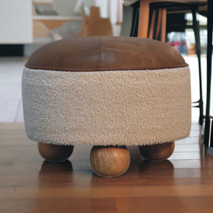 Artisan - Cream Boucle Buffalo Footstool
