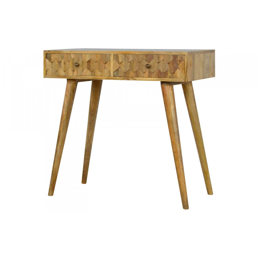 Artisan Pineapple Carved Console Table - Oak-ish