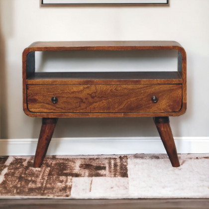 Artisan - Mini Chestnut Curved Media Unit