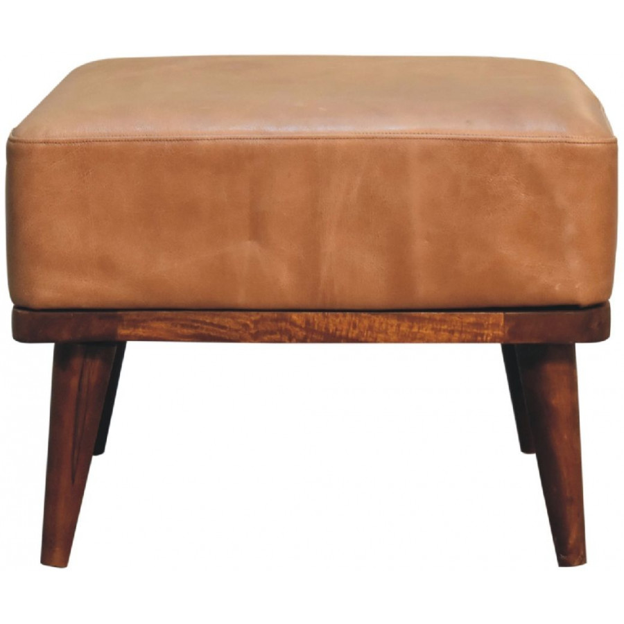 Artisan - Tan Buffalo Leather Tan Footstool