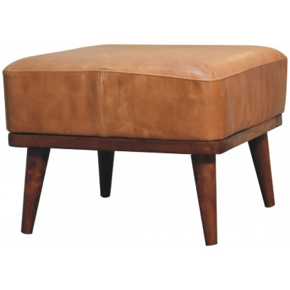Artisan - Tan Buffalo Leather Tan Footstool