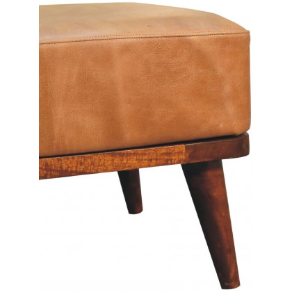 Artisan - Tan Buffalo Leather Tan Footstool
