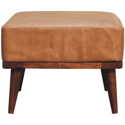 Artisan - Tan Buffalo Leather Tan Footstool