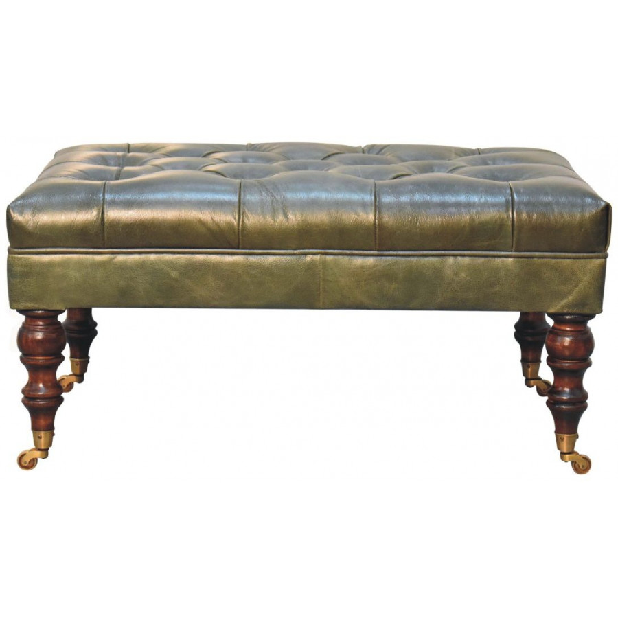 Artisan - Buffalo Leather Ottoman With Castor Legs