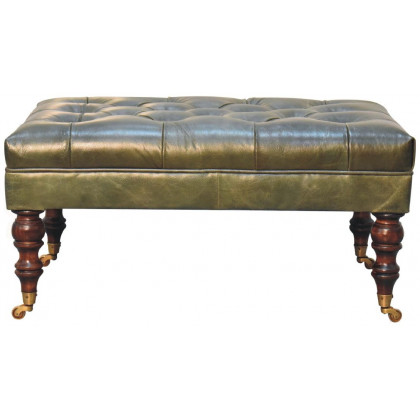 Artisan - Buffalo Leather Ottoman With Castor Legs
