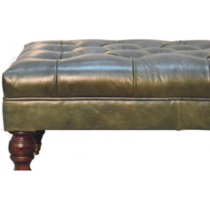 Artisan - Buffalo Leather Ottoman With Castor Legs