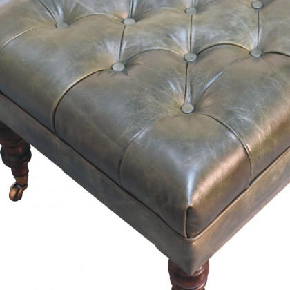 Artisan - Buffalo Leather Ottoman With Castor Legs