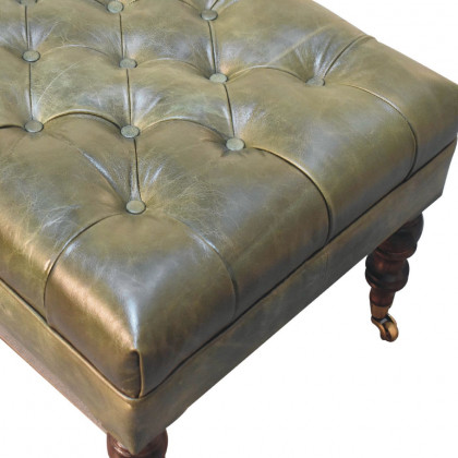 Artisan - Buffalo Leather Ottoman With Castor Legs