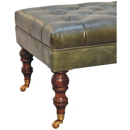 Artisan - Buffalo Leather Ottoman With Castor Legs