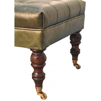 Artisan - Buffalo Leather Ottoman With Castor Legs