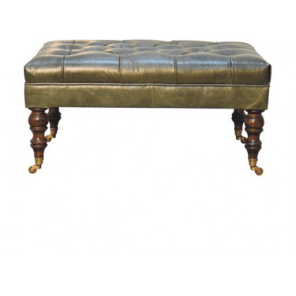 Artisan - Buffalo Leather Ottoman With Castor Legs