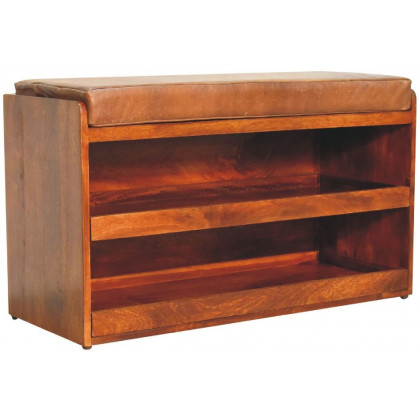Artisan - Buffalo Hide Pull Out Shoe Storage Bench