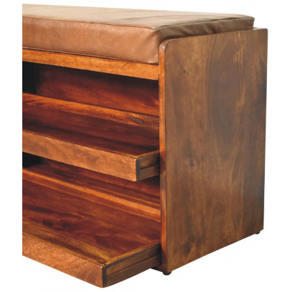 Artisan - Buffalo Hide Pull Out Shoe Storage Bench