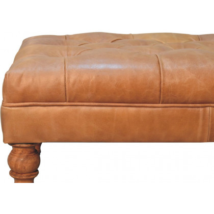 Artisan - Buffalo Tan Leather Ottoman With Castor Legs