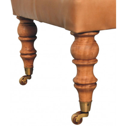 Artisan - Buffalo Tan Leather Ottoman With Castor Legs