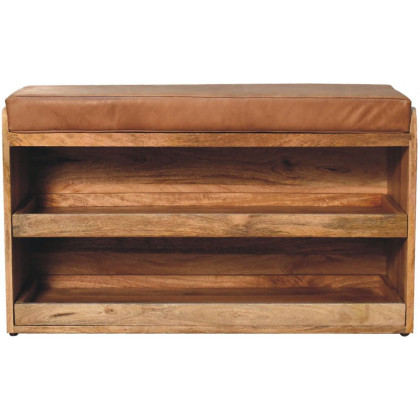 Artisan - Buffalo Hide Pull Out Oak-Ish Shoe Storage Bench