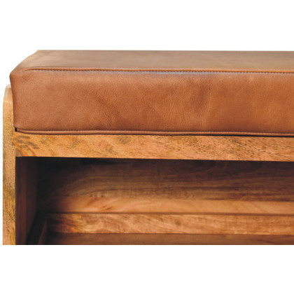 Artisan - Buffalo Hide Pull Out Oak-Ish Shoe Storage Bench