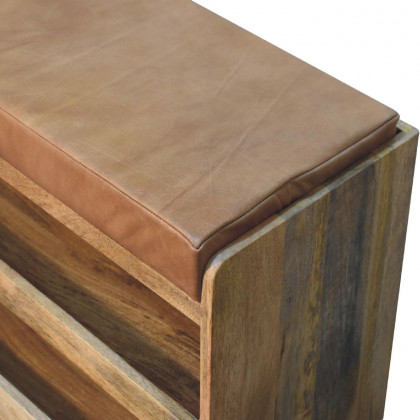 Artisan - Buffalo Hide Pull Out Oak-Ish Shoe Storage Bench