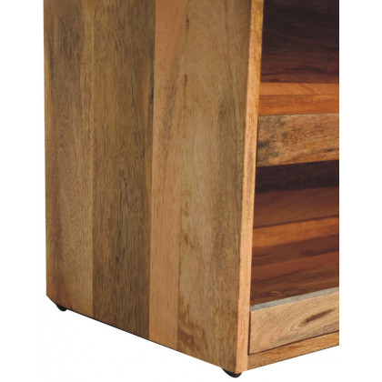 Artisan - Buffalo Hide Pull Out Oak-Ish Shoe Storage Bench