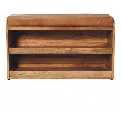 Artisan - Buffalo Hide Pull Out Oak-Ish Shoe Storage Bench