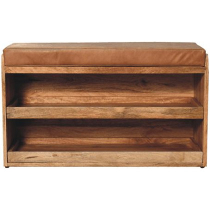Artisan - Buffalo Hide Pull Out Oak-Ish Shoe Storage Bench