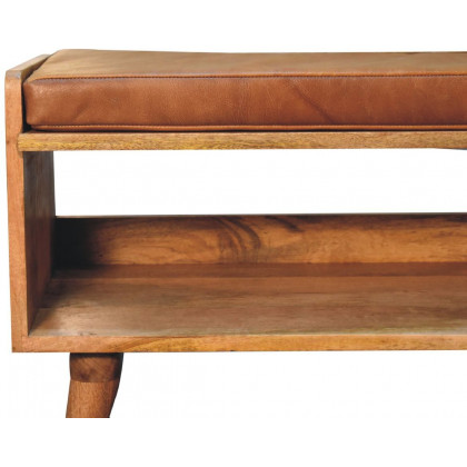 Artisan - Oak-Ish Bench With Tan Leather Seatpad