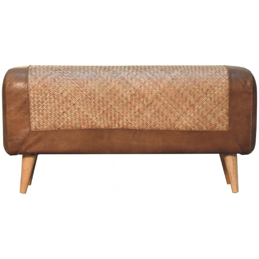 Artisan - Large Seagrass Buffalo Hide Nordic Bench