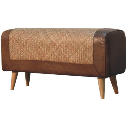 Artisan - Large Seagrass Buffalo Hide Nordic Bench
