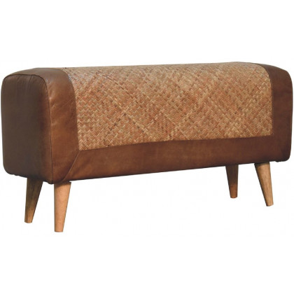 Artisan - Large Seagrass Buffalo Hide Nordic Bench