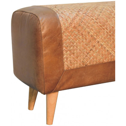 Artisan - Large Seagrass Buffalo Hide Nordic Bench