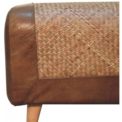 Artisan - Large Seagrass Buffalo Hide Nordic Bench