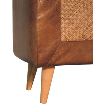 Artisan - Large Seagrass Buffalo Hide Nordic Bench