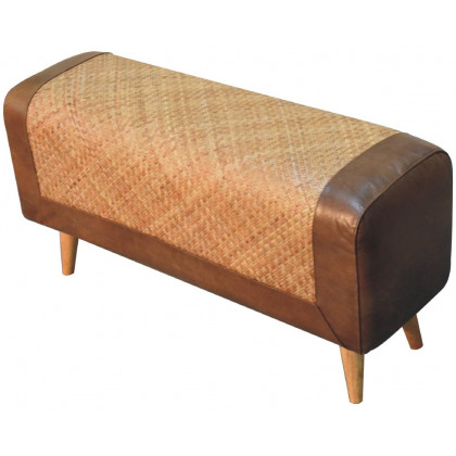 Artisan - Large Seagrass Buffalo Hide Nordic Bench