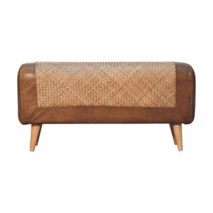 Artisan - Large Seagrass Buffalo Hide Nordic Bench
