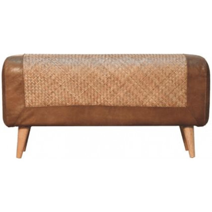 Artisan - Large Seagrass Buffalo Hide Nordic Bench