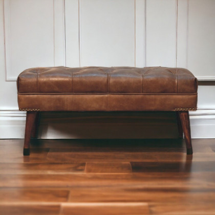 Artisan - Harbour Brown Leather Bench