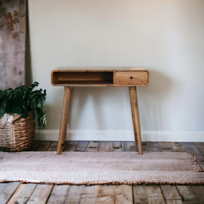 Artisan - Curved Oak-Ish Writing Desk
