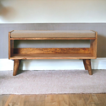 Artisan - Oak-Ish Nordic Storage Bench With Mud Linen
