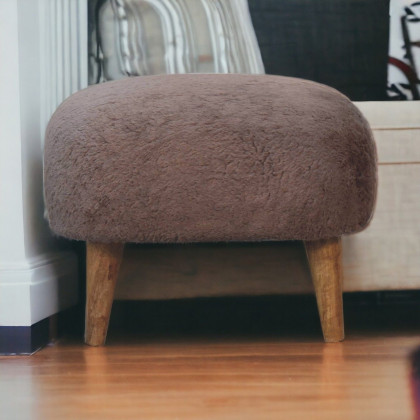 Artisan - Mocha Faux Fur Square Stool