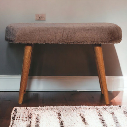 Artisan - Mocha Faux Fur Fabric Bench