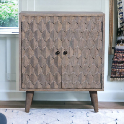 Artisan - Mini Pineapple Carved Stone Finish Cabinet
